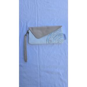 NOHO HOME Clutch Bag Womens Small White Canvas Hawaiian Airlines Wristlet Beach